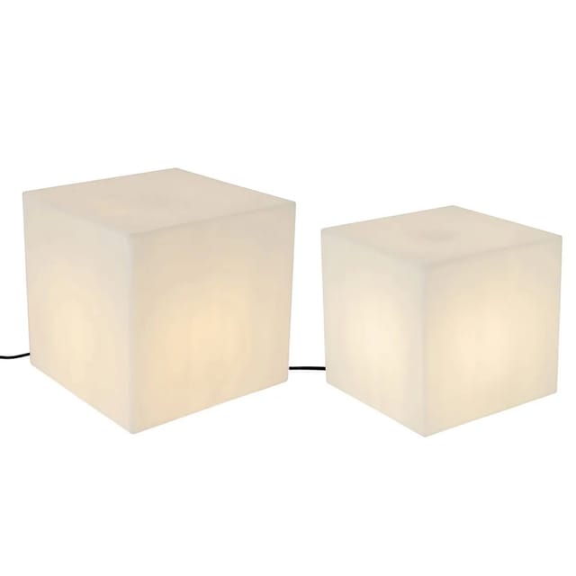 Qazqa - Set Aus 2 Außen-stehleuchten Weiß 30 Und 38 Cm Quadratisch Ip44 - Nura