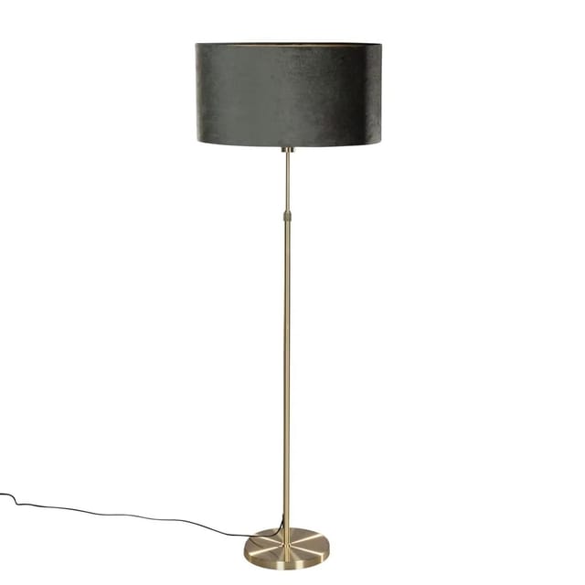 Stehleuchte Gold Mit Ovalem Samtschirm Grün 50cm - Parte