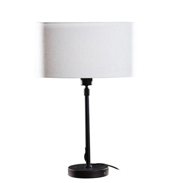 Tischleuchte Schwarz Mit Ovalem Leinen-schirm Weiß 35cm - Parte