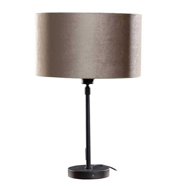 Tischleuchte Schwarz Mit Taupe Samt-schirm 35cm - Parte