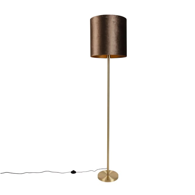 Stehleuchte Messing Mit Samt-schirm Braun 40cm - Simplo