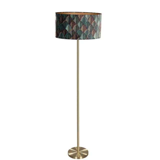 Stehleuchte Messing Mit Ovalem Samt-schirm Blattdesign 50cm - Simplo