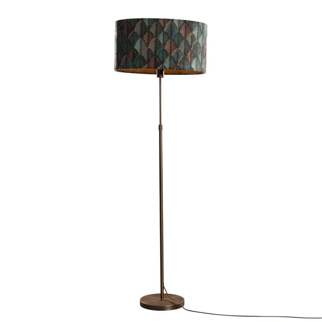 Stehleuchte Bronze Mit Ovalem Samtschirm Blattdesign 50cm - Parte