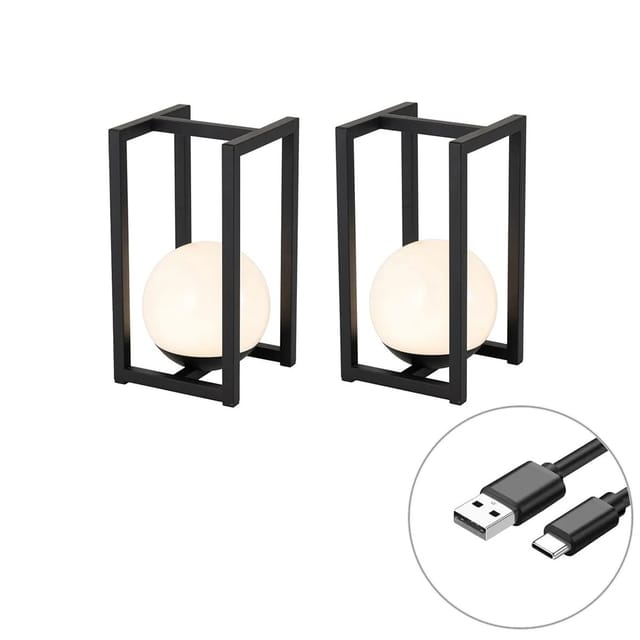 Set Mit 2 Outdoor-tischlampen Schwarz Mit Touch-ladefunktion - Nowi