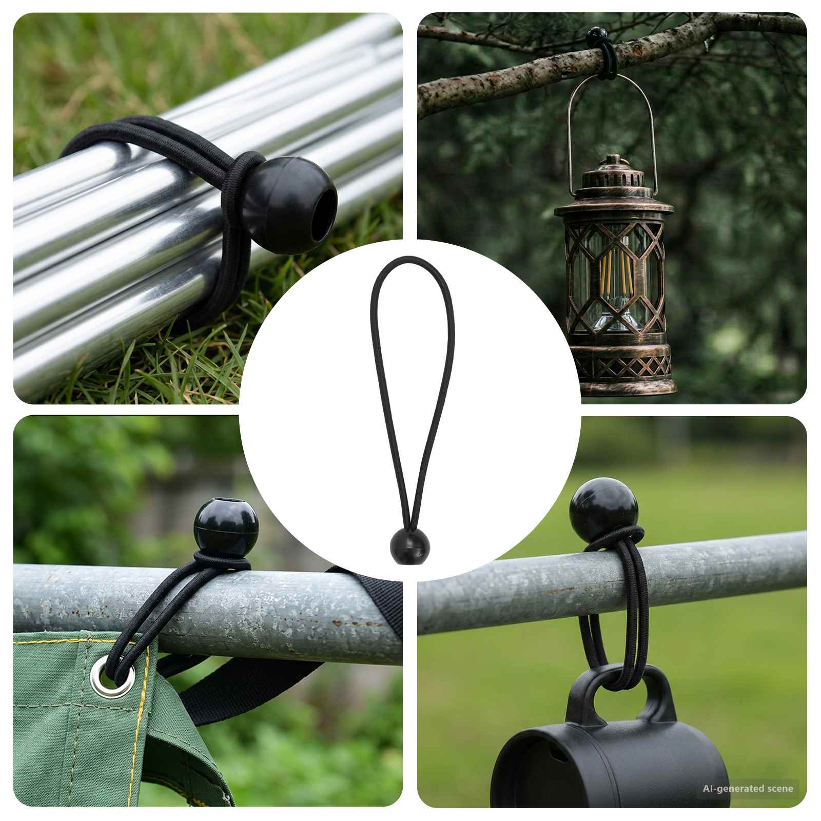 Vidaxl Bungee Cords With Balls 24 Pcs Black 4 Mm X 22 Cm Polypropylene