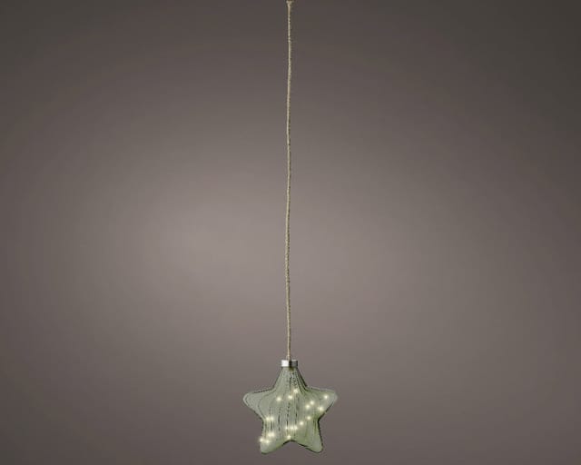 Kaemingk - Lumineo Micro Led Stern Für Innen Grün Warmweiß 20 Cm 15 Led Hängedekoration