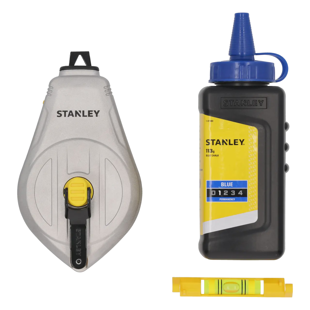 Markier-schnurset 30 M 1:1, Aluminiumgehäuse, Blauer Kreidepulver, Schnurniveau - Stanley - Stht47111-0