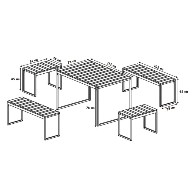 Bistro-set Palma Aluminium/holz Bistro Set - Primaster