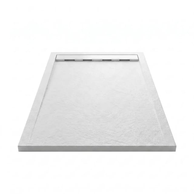 Mineralguss-duschwanne Extra Flach Ribera Schieferoptik Weiß 80x200cm