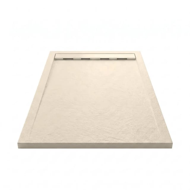 Mineralguss-duschwanne Extra Flach Ribera Schieferoptik Beige 70x120cm