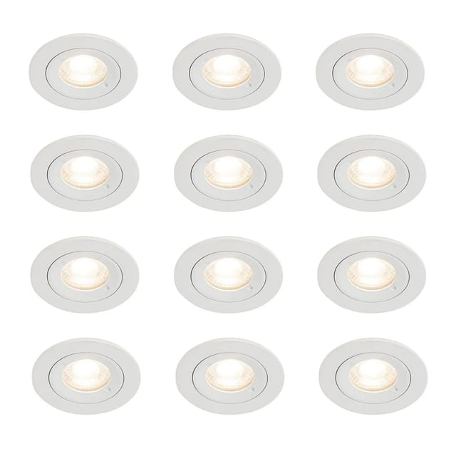 Set Mit 12 Weißen Runden Gu10 Einbauleuchten 50 Mm Ip44 - Xena