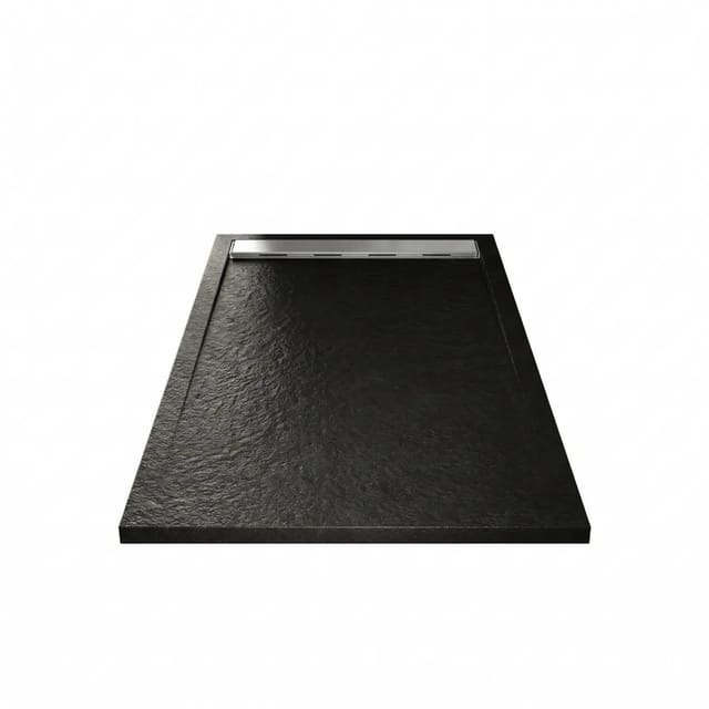 Extra Flache Duschwanne Ribera Schieferoptik Schwarz 70x170cm