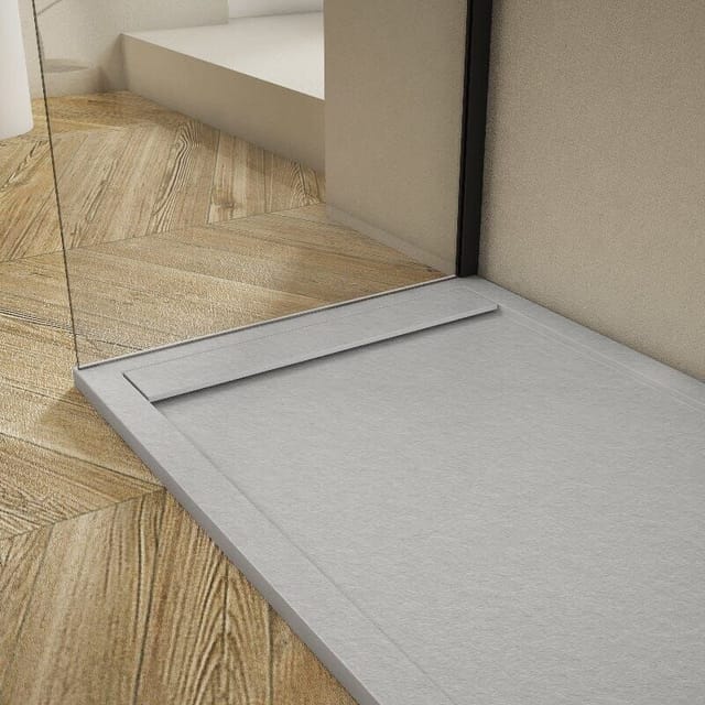 Extra Flache Duschwanne Ribera Schieferoptik Grau 90x140cm