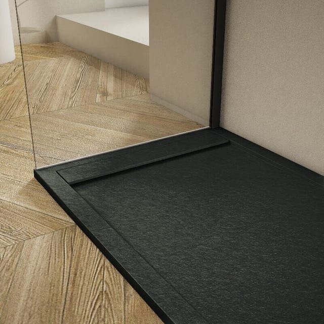 Mirlo - Extra Flache Duschwanne Ribera Schieferoptik Schwarz 70x110cm