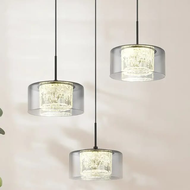 Pendellampe Hängelampe Esstischleuchte Schwarz Rauchglas 3 Flammig Led H 150 Cm