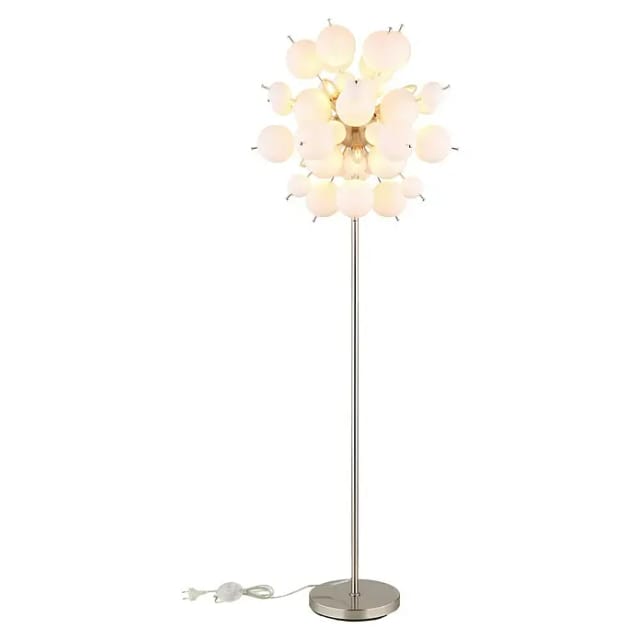 Stehleuchte Standlampe Wohnzimmerlampe Glaskugeln Metall Nickel-matt H 155 Cm