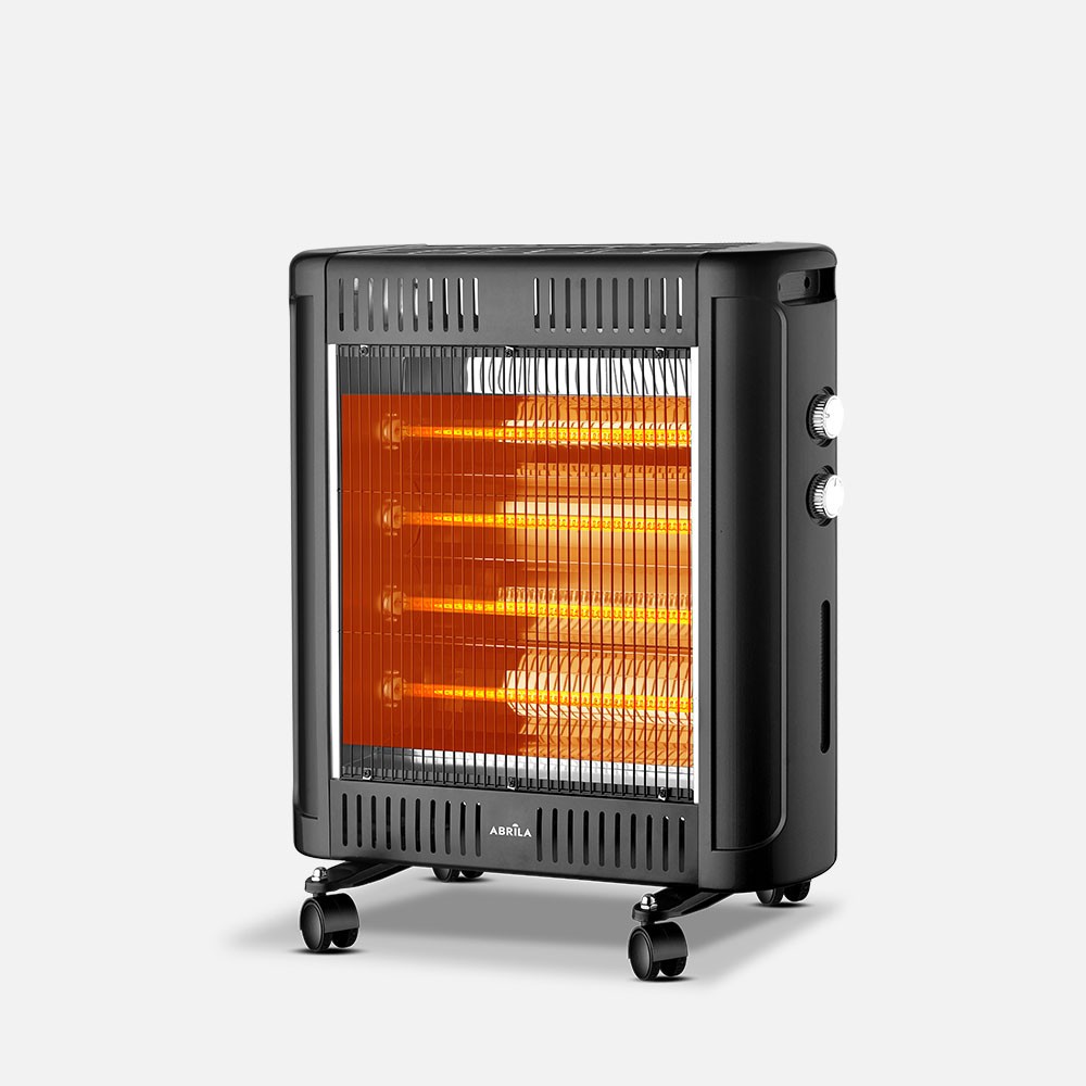 Elektrische Quarzofen Kalinda Schwarz 2400w Mit Anti-kippschutz Und Drehbaren Rädern