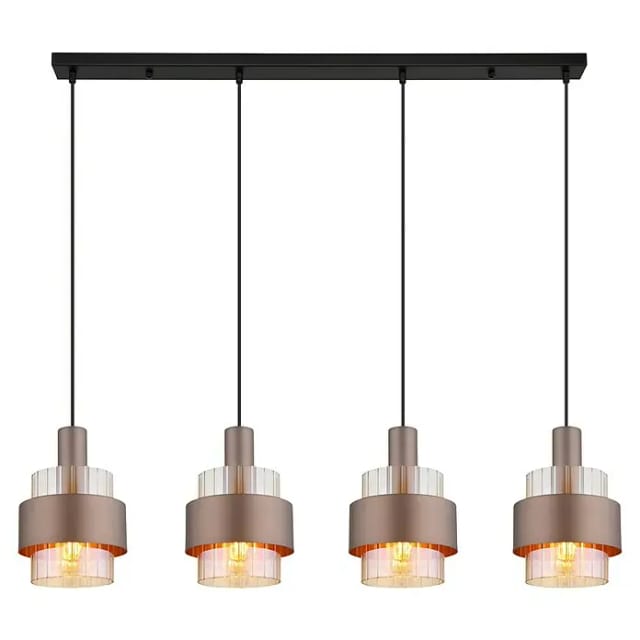 Pendelleuchte Deckenlampe Hängelampe Esszimmerlampe Glas Amber 4-flammig