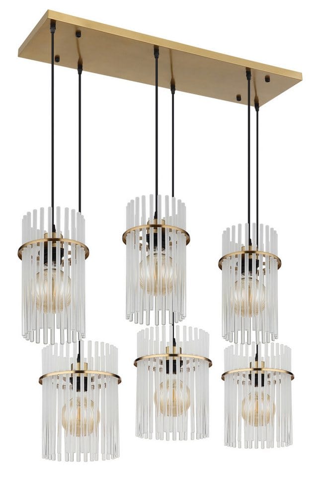 Pendelleuchte Hängelampe Deckenleuchte Esszimmerlampe Glas Gold 6-flammig