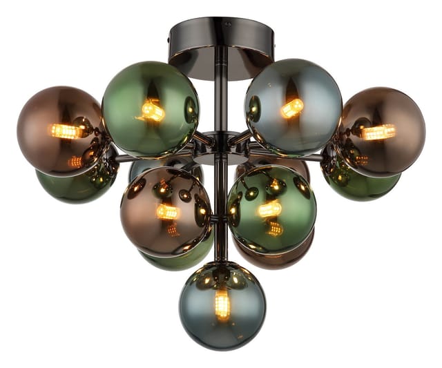Globo - Deckenlampe Deckenleuchte Wohnzimmerlampe 13 Flammig Glaskugel Mehrfarbig D 56cm