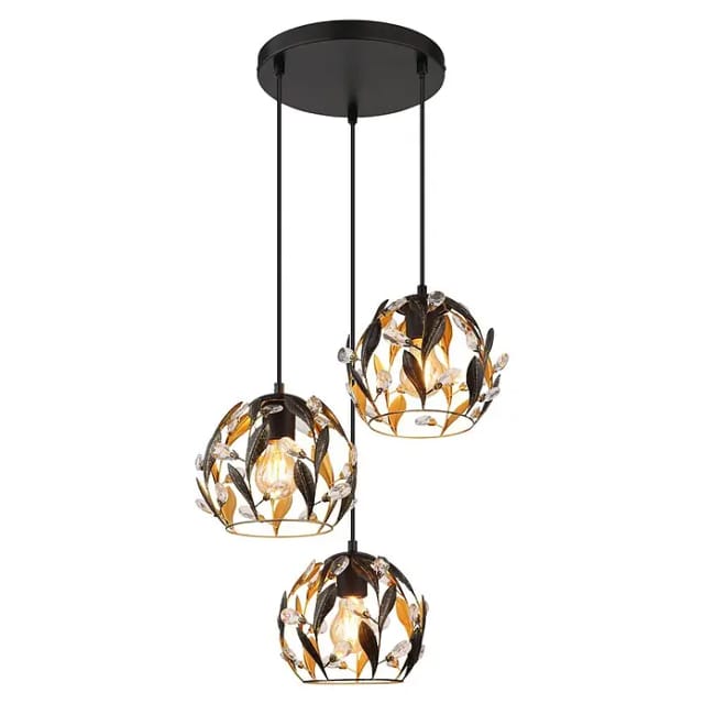 Pendelleuchte Hängelampe Deckenleuchte Wohnzimmerlampe Gold Kristalle Metall