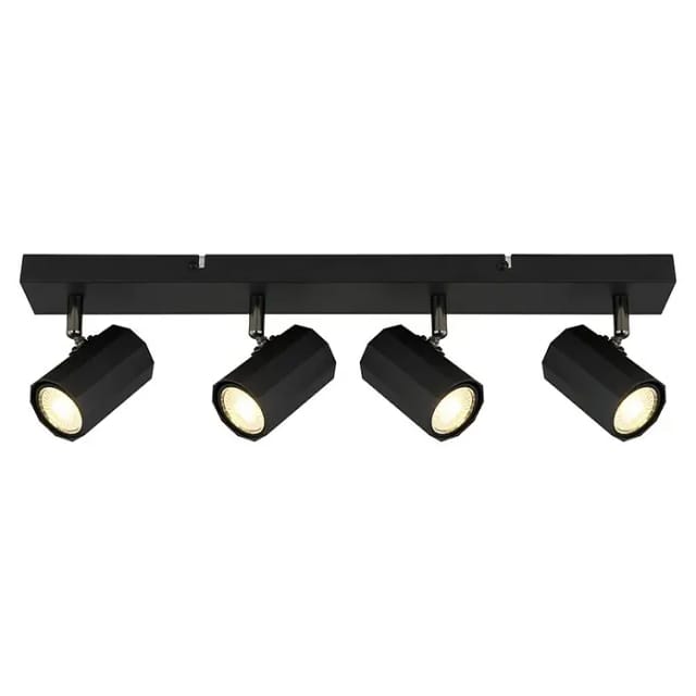 Globo Lighting - Deckenstrahler 4 Flammig Schwarz 4 Flammig Gu10 Deckenlampe Wohnzimmer, Schwenkbar, Aluminium, Metall, 4x Gu10, Lxbxh 53x6x14,5cm