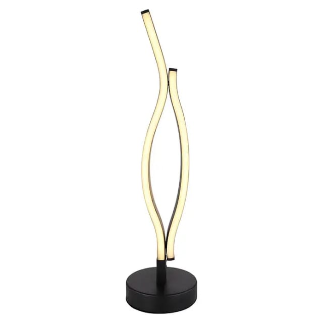 Globo - Tischleuchte Tischlampe Led Wohnzimmerleuchte Holzoptik Metall Schwarz H 47 Cm