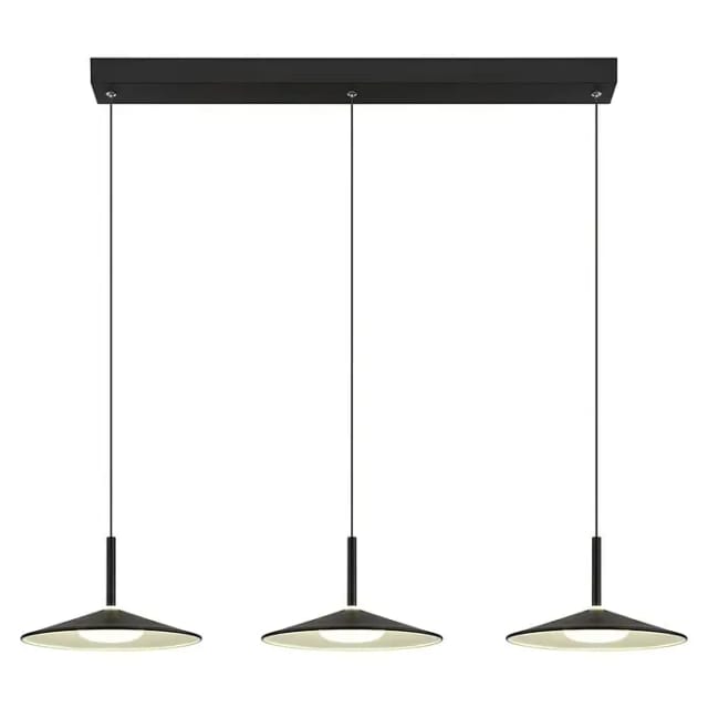 Hängeleuchte Esszimmerlampe Pendelleuchte Led Schwarz Matt Retro 3 Flammig Opal