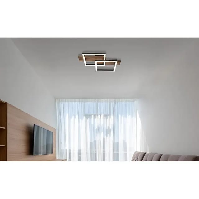 Globo - Deckenlampe Deckenleuchte Wohnzimmerlampe Holzoptik Design Schwarz Led L 44 Cm