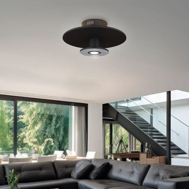 Deckenlampe Deckenleuchte Wohnzimmerlampe Schwarz 3 Stufenschalter Led D 38 Cm