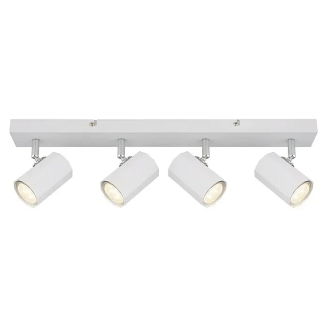Deckenstrahler 4 Flammig Weiß 4 Flammig Gu10 Deckenlampe Wohnzimmer, Schwenkbar, Aluminium, Metall, 4x Gu10, Lxbxh 53x6x14,5cm