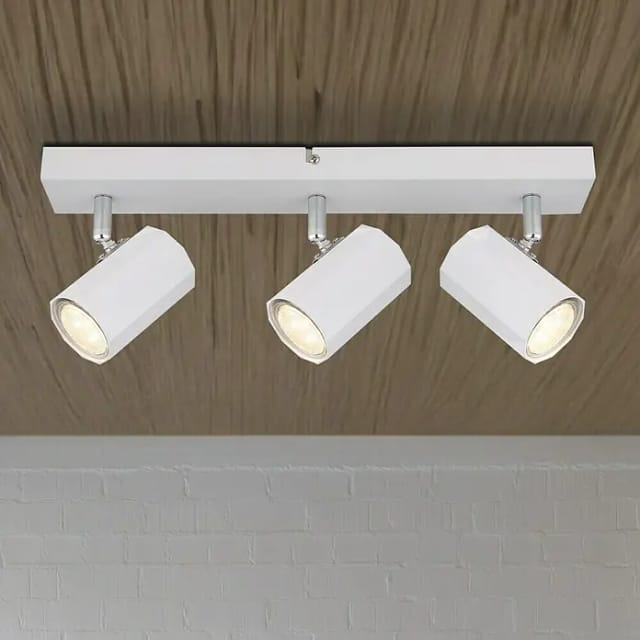 Globo Lighting - Deckenstrahler 3 Flammig Gu10 Deckenlampe Weiß Wohnzimmer, Schwenkbar, Aluminium Metall, 3x Gu10, Lxbxh 39x6x14,5 Cm