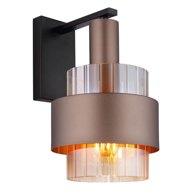 Wandleuchte Flurlampe Schlafzimmerleuchte Wandlampe Metall Glas Amber