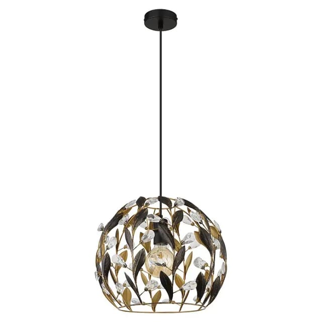 Globo Lighting - Hängeleuchte Pendellampe Esszimmerleuchte Gold Schwarz Rund Deckenleuchte, Metall, 1 Flammig E27, D 40 Cm
