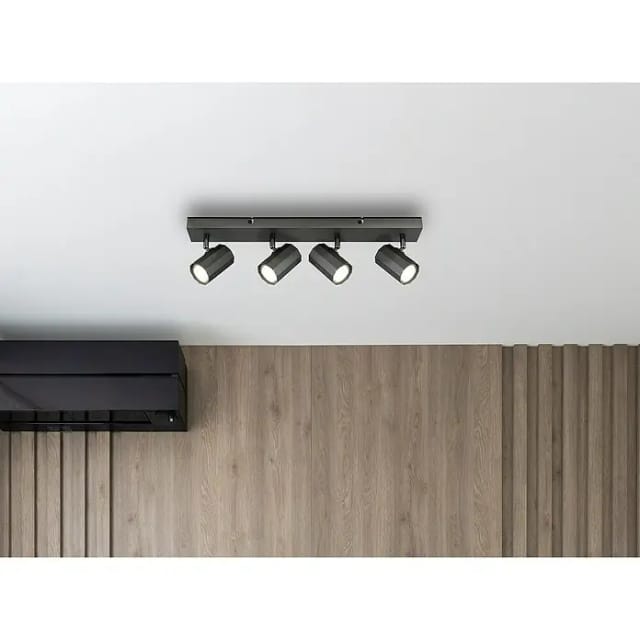 Deckenleuchte Deckenstrahler 4 Flammig Gu10 Deckenlampe Weiß Wohnzimmerlampe, Schwenkbar, Aluminium Metall, 4x Gu10, Lxbxh 53x6x14,5 Cm