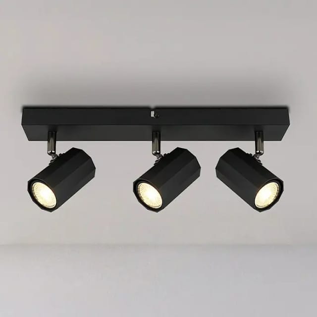 Globo Lighting - Deckenstrahler Schwarz 3 Flammig Gu10 Deckenlampe Wohnzimmer, Schwenkbar, Aluminium Metall, 3x Gu10, Lxbxh 39x6x14,5 Cm