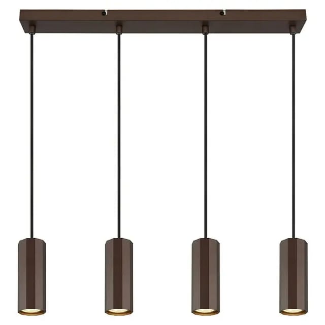 Pendelleuchte Hängelampe Esstischleuchte 4-flammig Bronzefarben, Aluminium Metall, 4x Gu10 Fassungen, Lxbxh 61x6x120 Cm