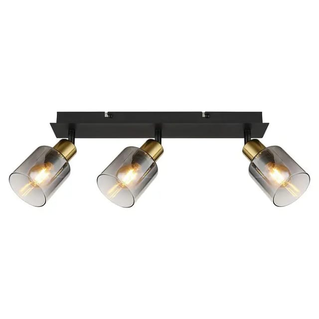 Globo - Deckenleuchte Deckenlampe Spots Verstellbar Gold Schwarz Glas Rauchfarbe L 40 Cm