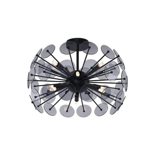 Art-deco-deckenleuchte Schwarz Mit Rauchglas - Atomic