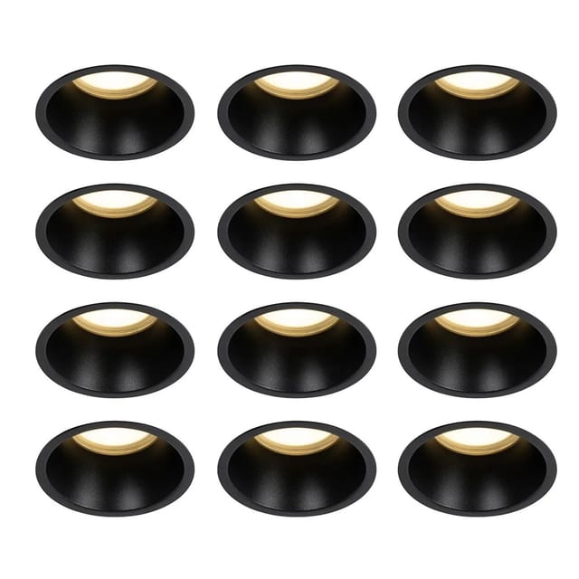 Set Mit 12 Einbaustrahlern Schwarz Gu10 70mm Ip44 - Dept