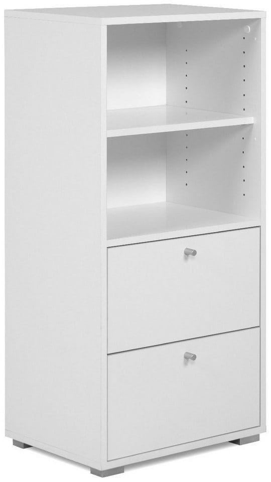 Aufbewahrungsschrank 46x96 5x33 5 Cm Weiß Mit 2 Offenen Fächern Und 2 Schubladen – Formentera