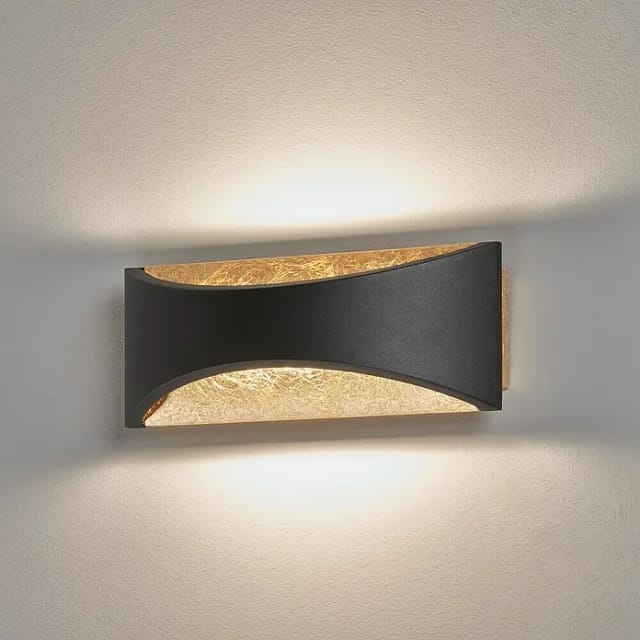 Led Updown Wandleuchte Rio Schwarz Gold, Breite 22,5cm
