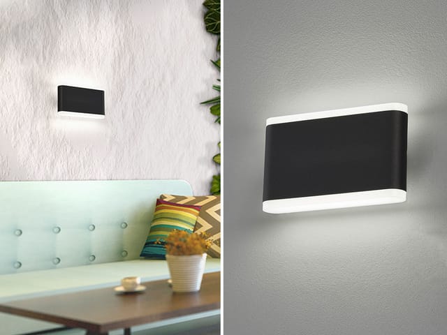 Fischer&honsel - Flache Led Wandleuchte Scounce Schwarz Für Innen & Außen, Breite 17,5cm