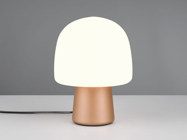 Led Tischleuchte Mit Glasschirm & Metallfuß Coffee, Höhe 27cm