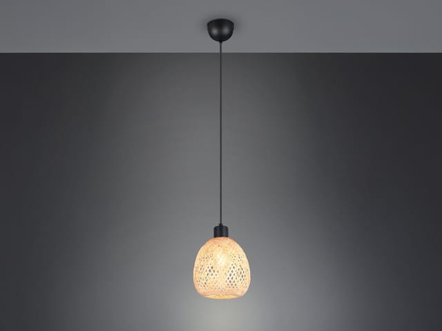 Kleine Led Pendelleuchte Korblampe Aus Geflochtenem Bambus, Ø 18cm
