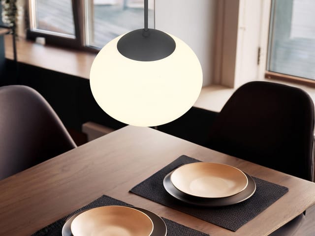 Retro Led Pendelleuchte Schwarz Mit Glaskugel Lampenschirm, Ø 30cm
