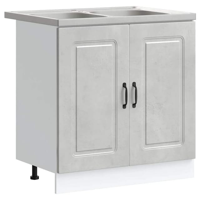 Küchenschrank Kalmar 2 Pcs Grau 80 X 46 X 81.5 Cm Holzwerkstoff Vidaxl