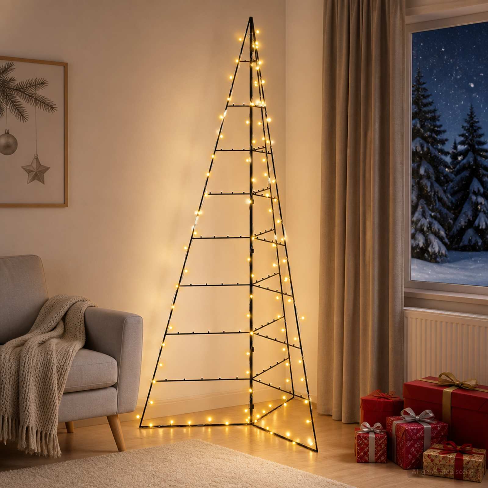Vidaxl Metal Christmas Tree With Led Kuopio 210 Cm Warm White Steel