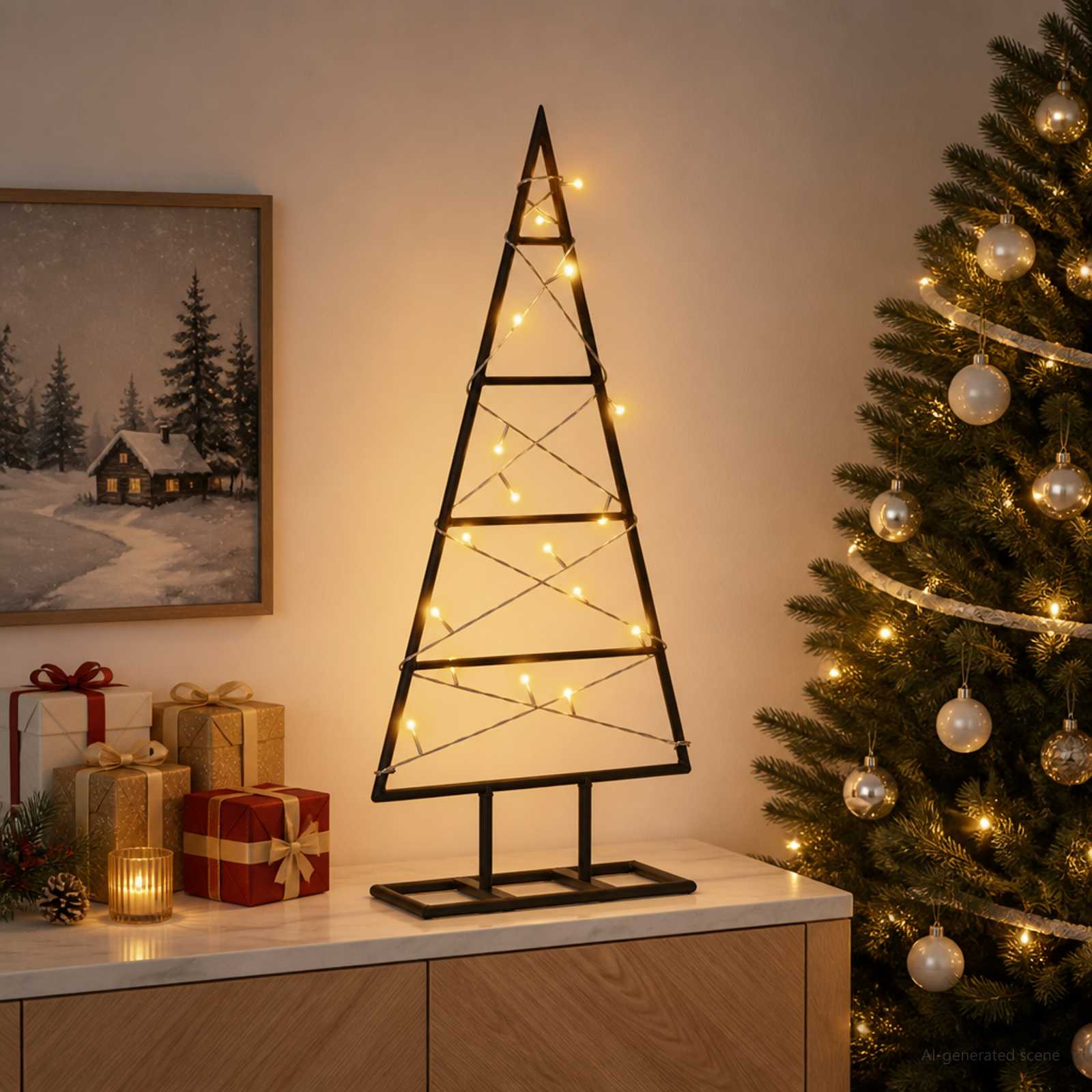 Vidaxl Metal Christmas Tree With Triangle Stand Kuopio 60 Cm