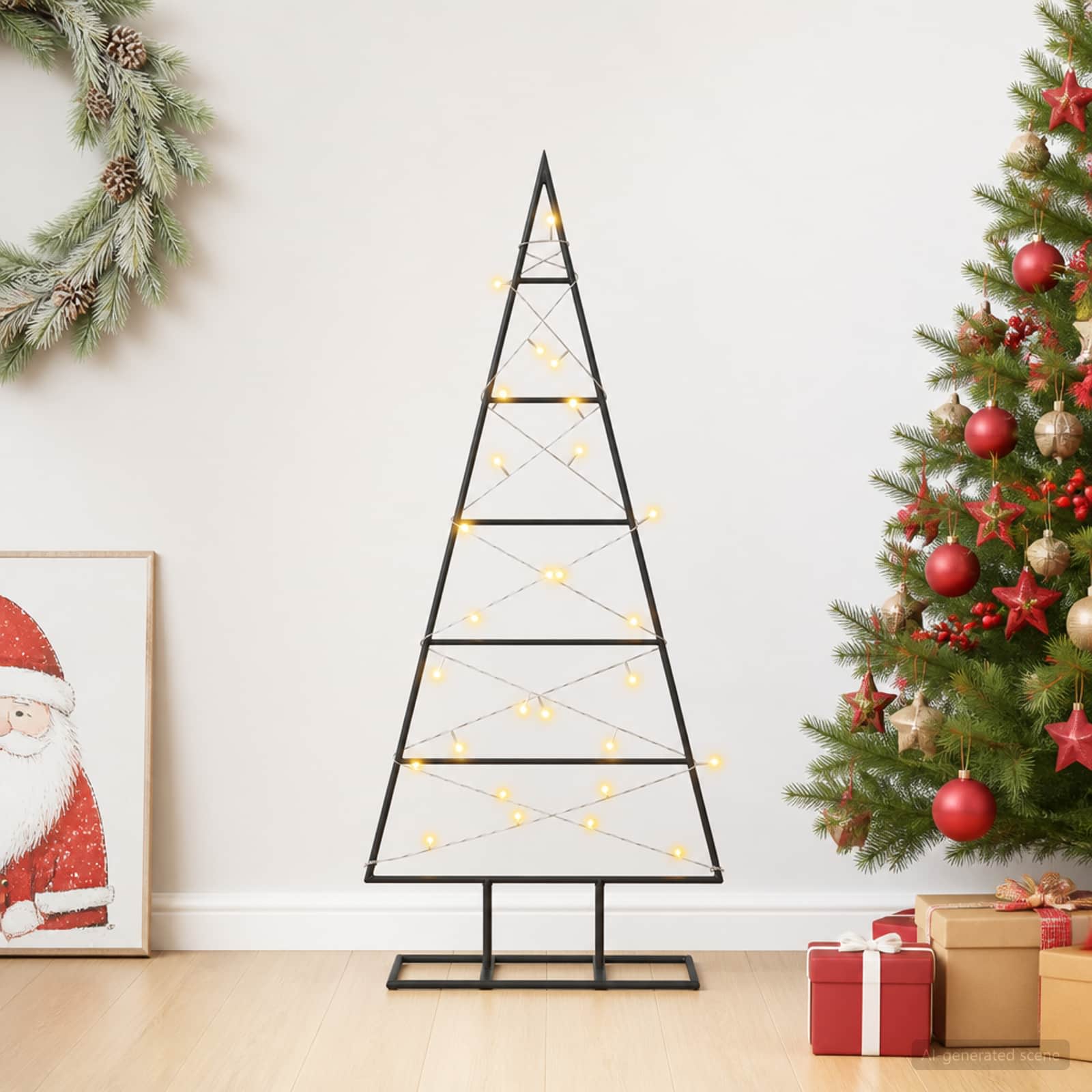 Vidaxl Metal Christmas Tree With Triangle Stand Kuopio 90 Cm